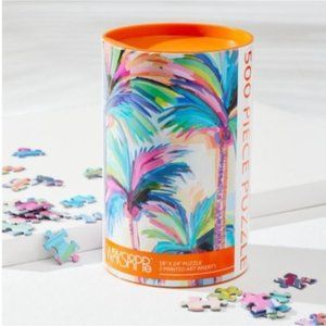 Palm study 500 peice jigsaw puzzle neon palm tree beach watercolor